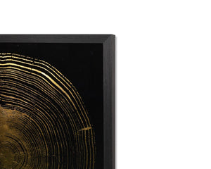 Sunpan TIME LINES Set of 4 Framed Art Panels - 30" Charcoal Frames with Gold Leaf Tree Ring Designs A0325