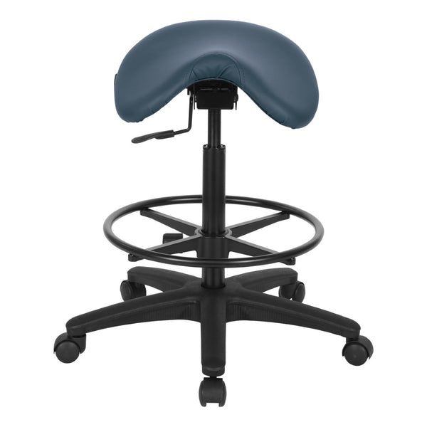 OSP Home Furnishings Backless Saddle Stool Ergonomic Pneumatic Height Adjustable Office Studio Task Seating Dillon Blue ST205-R105