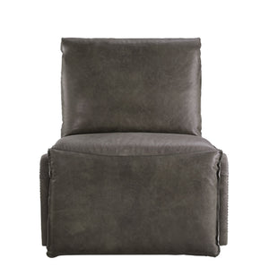 English Elm Metier Gray Top Grain Leather Power Motion Recliner with Aluminum Frame, Foam Comfort, 220 lb Capacity B2726P280176