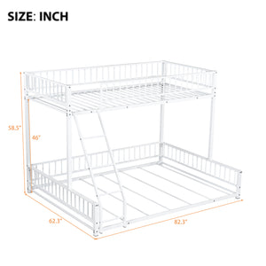 English Elm Twin XL over Queen Metal Bunk Bed with Ladder and Guardrails, Space-Saving Sturdy Frame for Kids and Guests White N709P277756K