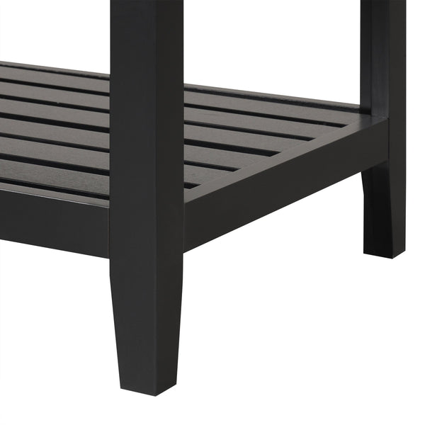 English Elm 24" Modern Sleek Bathroom Vanity with Ceramic Sink, Solid Wood Frame, Waterproof Finish and Open Shelf Storage Black N725P246473B