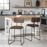 Urban Counter Stool w/ Wood Back and Upholstered Seat - Set of 2 Brown ROLD7DBR Walker Edison