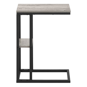 English Elm Accent Table - Sleek C-Shaped Design For Living Room & Bedroom - Grey Laminate With Black Metal Frame B2710P219397