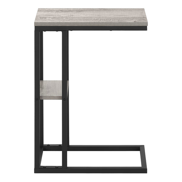 English Elm Accent Table - Sleek C-Shaped Design For Living Room & Bedroom - Grey Laminate With Black Metal Frame B2710P219397