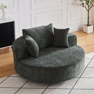 English Elm 55''L Chenille Foam Single Swivel Chair with Plush Backrest Pillow, 360° Smooth Recline for Living Room Lounge Comfort Green W834S00354