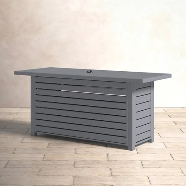 English Elm Steel 58" Rectangular Propane/Natural Gas Fire Pit Table with Lid, 8-Hour Burn, Cover Included B120P198411