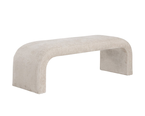 Sunpan NAHARA Bench - Stylish Arch-Shaped Seating in Bergen Olive for Modern Living Spaces and Entryways Taupe 112561