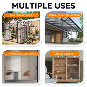 English Elm 4' 4ft Twin Wall Polycarbonate Panels Uv Blocking Insulated Greenhouse Roofing 10 Pack W3213P458684