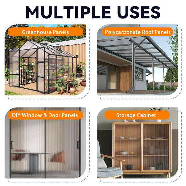 English Elm 4' 4ft Twin Wall Polycarbonate Panels Uv Blocking Insulated Greenhouse Roofing 10 Pack W3213P458684