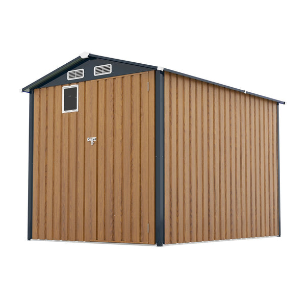 English Elm 6x8ft Outdoor Steel Storage Shed Lockable Vented Galvanized Metal Garden Backyard Tool Unit Yellow W1598P361332