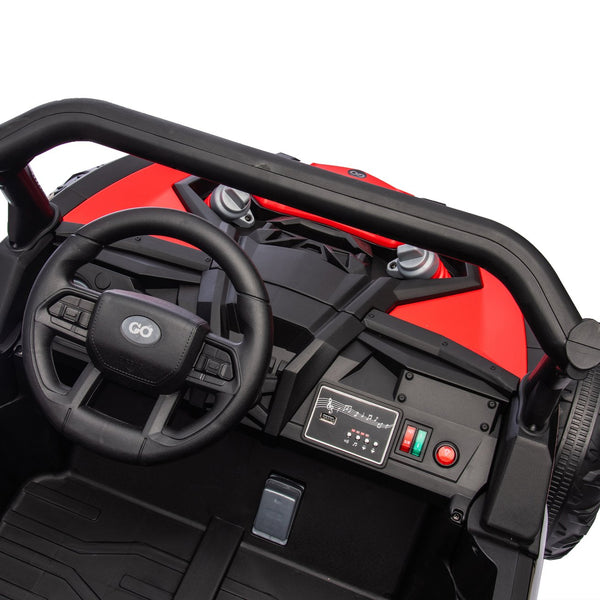 English Elm 24v Two Seat Kids Electric Utv with Parental Remote Suspension Off Road Ride On Red W1578P184803