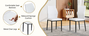 English Elm Table and Chair Set Marble Look Glass Top with Four Pu Shell Back Dining Seats W1151S04631