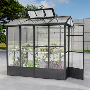 English Elm 6.5x8ft Outdoor Aluminum Polycarbonate Greenhouse Auto Vent Backyard Garden Walk-in W1859P346464