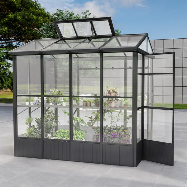 English Elm 6.5x8ft Outdoor Aluminum Polycarbonate Greenhouse Auto Vent Backyard Garden Walk-in W1859P346464