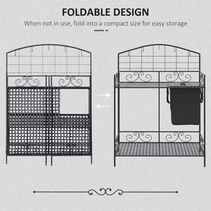 English Elm Outsunny Folding Potting Bench With Built-In Soil Bag, Ergonomic Design & Ample Storage For Gardeners W2225P217245-GIGA