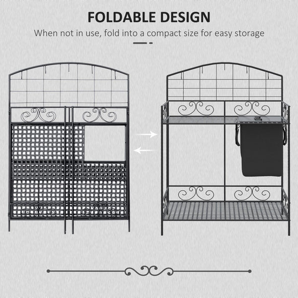 English Elm Outsunny Folding Potting Bench With Built-In Soil Bag, Ergonomic Design & Ample Storage For Gardeners W2225P217245-GIGA