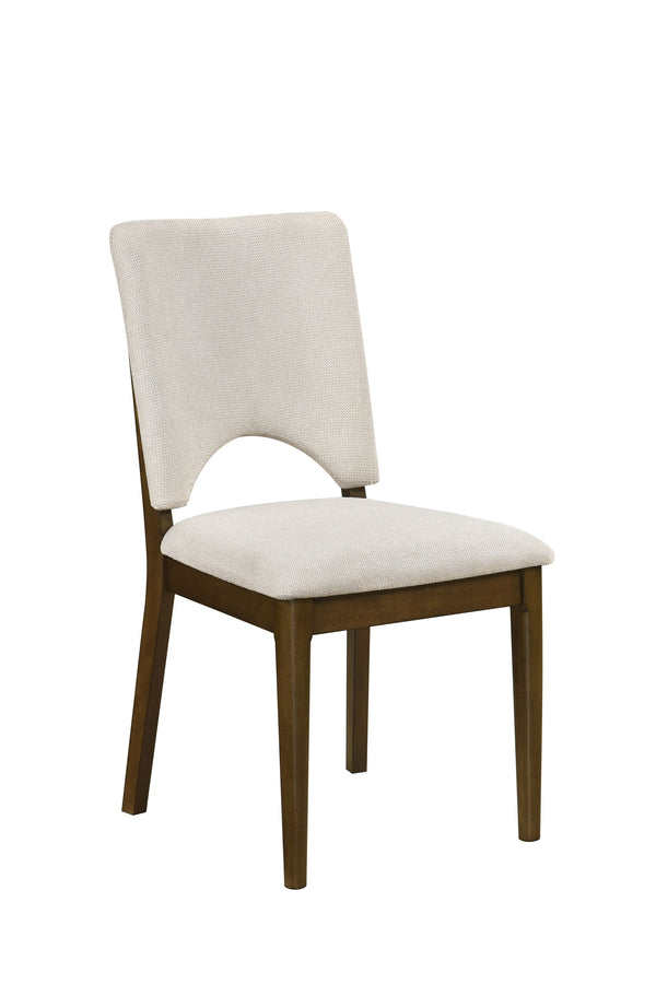 English Elm Modern Upholstered Dining Side Chairs Set of 2 Beige Fabric Contoured Support Seating B011P490004