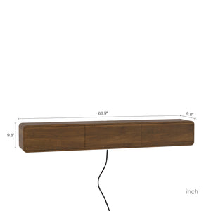 English Elm Floating Wall Mounted Tv Console with Led Ambient Lighting for Modern Living Rooms W1321P450664