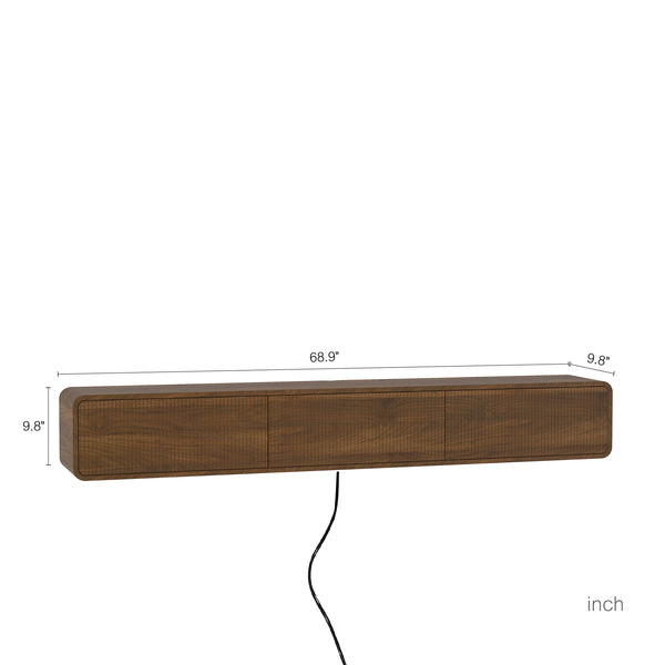 English Elm Floating Wall Mounted Tv Console with Led Ambient Lighting for Modern Living Rooms W1321P450664