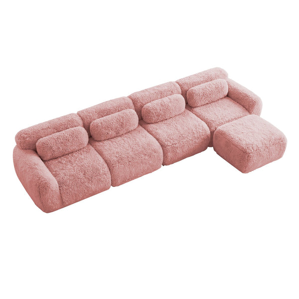English Elm L-shaped Modular Plush Sectional Sofa with Cloud Foam Cushions for Cozy Living Spaces Pink W714S01563