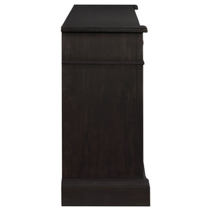 English Elm Larchmont Distressed Noir 3-drawer Server Sideboard — Dark Brown Wood, Durable Storage & Adjustable Shelves B062P353470