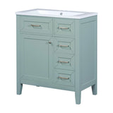 English Elm 30" Bathroom Vanity With Sink Combo, Green Bathroom Cabinet With Drawers, Solid Frame and Mdf Board