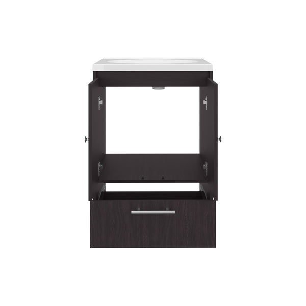 English Elm Bathroom Vanity with Sink Engineered Wood, Single Drawer Storage, Compact Modern Minimalist Design Black 34.25 L x 23.23 W x 13.39 H B097P350324