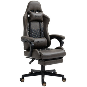 English Elm Vinsetto High-Back Racing Gaming Chair In Brown Pu Leather - Ergonomic, Adjustable, Footrest & Swivel W2225P200822-GIGA