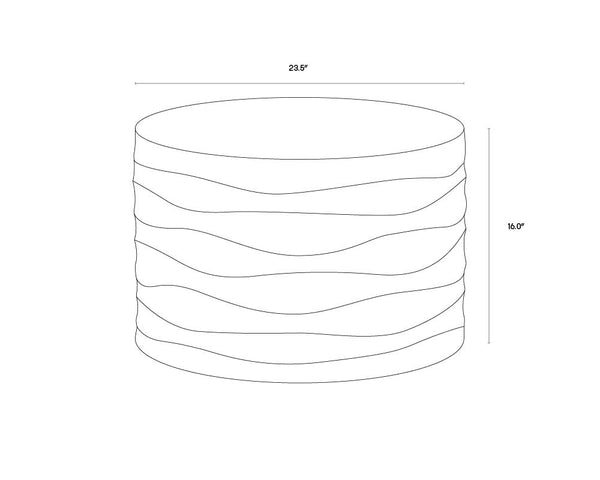 Sunpan Corey Round Coffee Table - Handcrafted Concrete with Brass Accents for Stylish Indoor & Outdoor Spaces Small - 23.5W x 23.5D x 16H