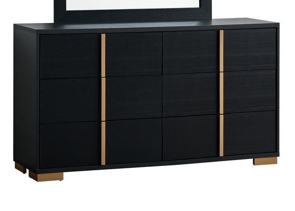 English Elm Steeler Five Drawer Glam Dresser Black Laminate with Gold Hardware Bedroom Storage B078P497914