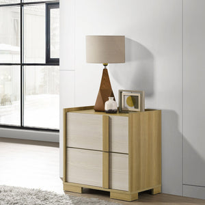 English Elm Lincoln Natural Two-Drawer Nightstand — Tidy Bedside Storage, Two-Tone Finish, Water-Resistant Surface B062P378405