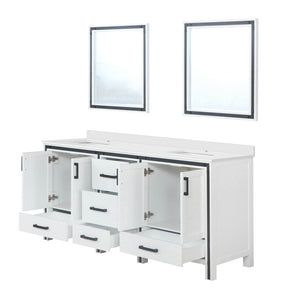 English Elm White Double Bath Vanity 72" W x 22" D with White Quartz Top, Soft-Close Drawers, Dual 30" Mirrors B2731S00913
