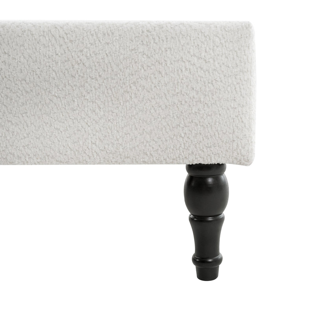 English Elm King Upholstered Bed Frame with Tall Bouclé Headboard, Solid Wood Feet, 12-Slat Support, 1000lb Capacity White 81.3 L x 31.5 W x 8.27 H W1716P335678