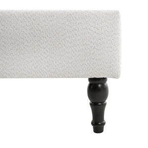 English Elm King Upholstered Bed Frame with Tall Bouclé Headboard, Solid Wood Feet, 12-Slat Support, 1000lb Capacity White 81.3 L x 31.5 W x 8.27 H W1716P335678