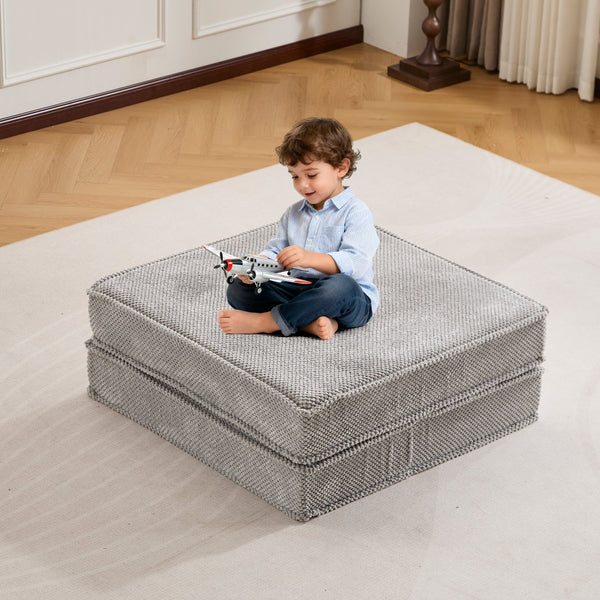 English Elm Compression Mahjong Floor Sofa Bed - Versatile Modular Design, Soft Circle Fleece, No Assembly Needed! W3723P377155