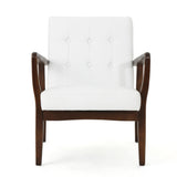 Christopher Knight Home® - Noble House - Marcola Mid Century Modern Faux Leather Club Chair with Wood Frame