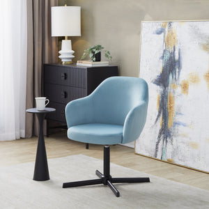 English Elm Swivel Accent Chair Silver Velvet Seat Gold X Pedestal Base Glam Living Room Light Blue B202P471329