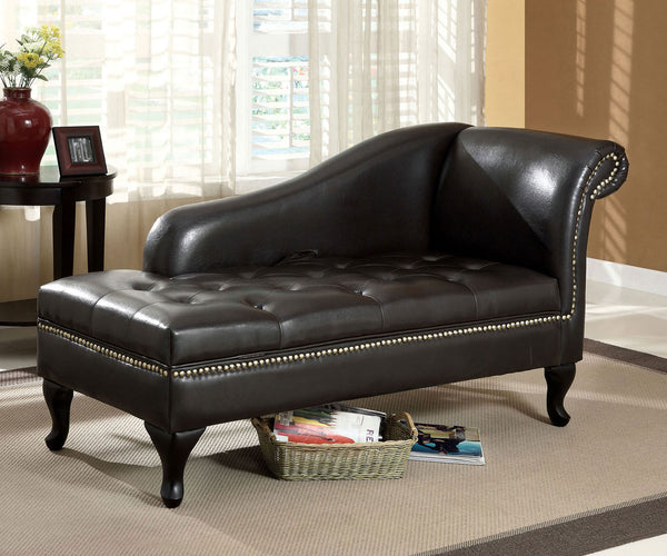 English Elm Black Curved Transitional Bench with Rolled Arm Button-Tufted Padded Seat Nailhead Trim 62"W B2741P343798