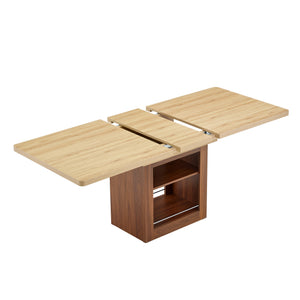 English Elm Only Table Leg with Built-in Open Shelves for Minimalist Scandinavian Dining Spaces Walnut W1151P453818
