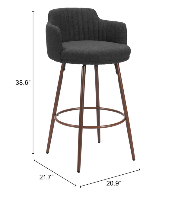 Kono Swivel Barstool - Set of 2 Black & Walnut 110374 Zuo Modern