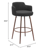 Kono Swivel Barstool - Set of 2 Black & Walnut 110374 Zuo Modern