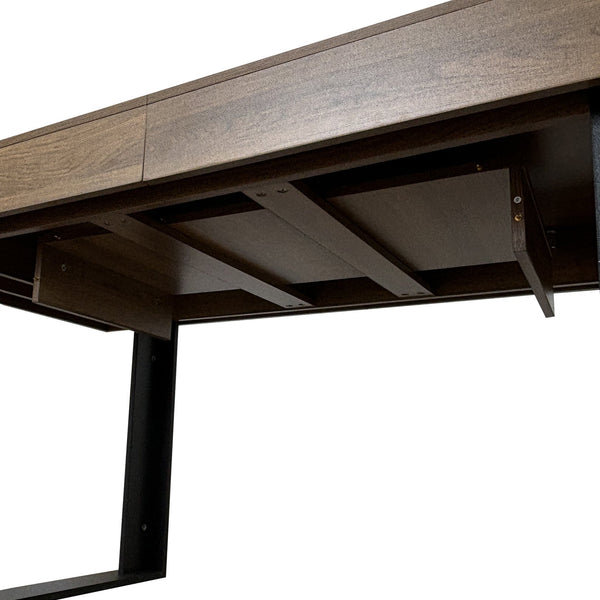 English Elm Rectangle Extendable Dining Table for 6-10 Guests, Aged Wood Look with Thick 12cm Top & Sturdy Feet Black Brown W1347S00011