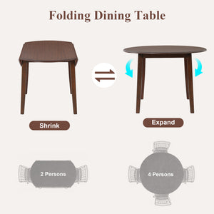 English Elm 3-piece Folding Round Dining Set with Upholstered Chairs for Compact Apartment Spaces N752S000618D