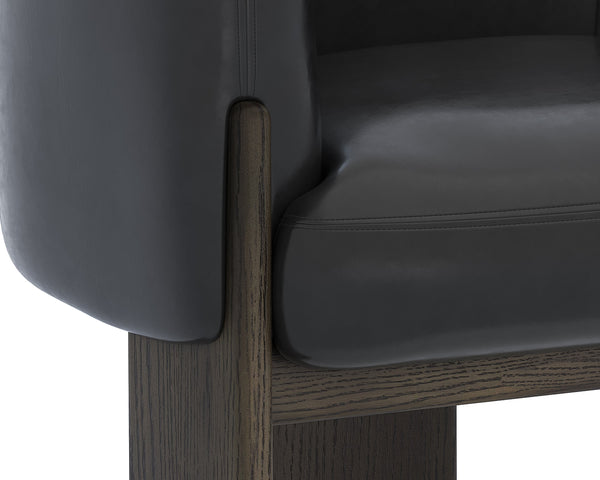 Sunpan Trine Lounge Chair - Luxurious Comfort with Unique Shape and Handcrafted Wood Base for Any Home Style Dark Brown / Vintage Black Night Leather