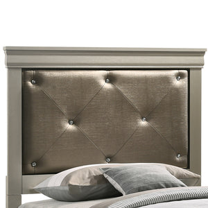 English Elm Elegant Silver Champagne Twin Bed Frame — Sturdy Particle Board, 53"H x 44"W x 80"D, Timeless Transitional Style, Easy Assembly B078S00443