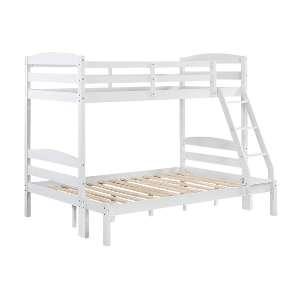 English Elm Twin Twin-over-Twin Bunk Bed with Guard Rails and Ladder, Wood-Engineered Frame, Space-Saving Dorm Style White 81.5 L x 20.5 W x 10 H B011P362600