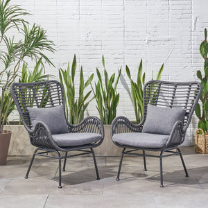 English Elm Tapscott All-weather Rattan Outdoor Accent Chairs Set of 2 with Cushions 65044.00GRY