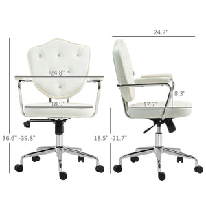 English Elm Homcom Elegant Swivel Office Chair In Velvet-Feel Fabric, Adjustable Height, Chic Cream White Design W2225P250017