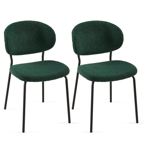 English Elm Dark Green Boucle Dining Chairs Set Of 2 - Stylish, Comfortable, Metal Legs For Modern Spaces W1164P195056