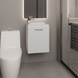 English Elm Bathroom Sleek Single-Door Vanity with Integrated Sink — Modern Minimalist Engineered Wood Storage, Durable & Eco-Friendly White 24.4 L x 20.4 W x 11.02 H B097P296812